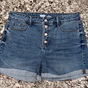 Old Navy Medium Blue Denim Cuffed Button-Front Shorts